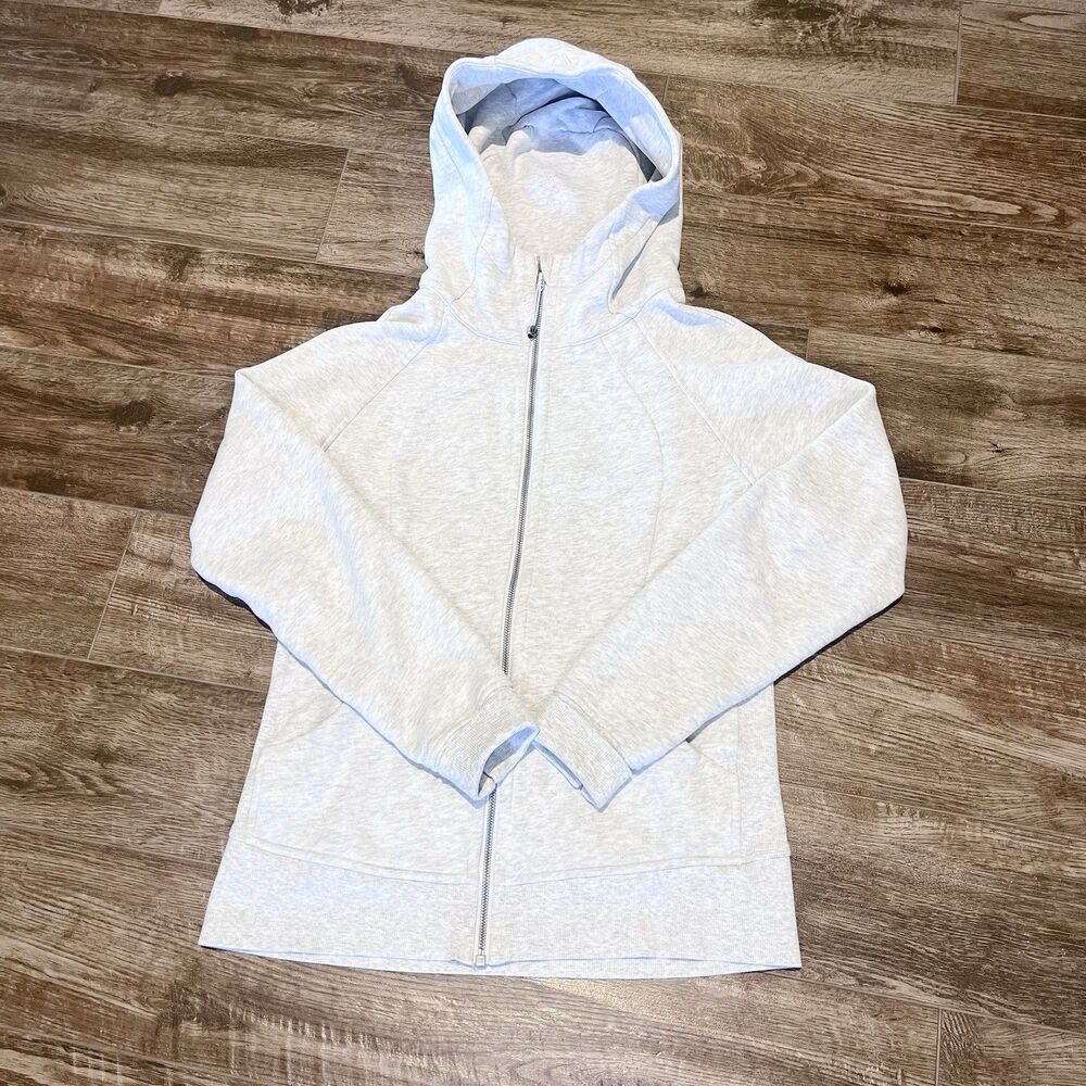 Lululemon Scuba Hoodie Womens 10 Light Heather Gray Full Zip Sweatshirt Gym